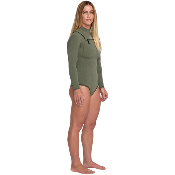 2025 Roxy Womens Elite Xtra Stretch 1.5mm Chest Zip Long Sleeve Springsuit Wetsuit 26BW243500 - Sage